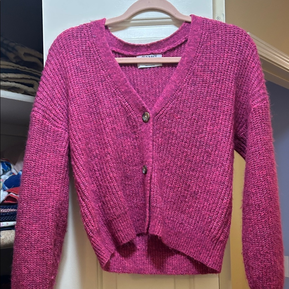 a new day Fuchsia Button-Up Cardigan